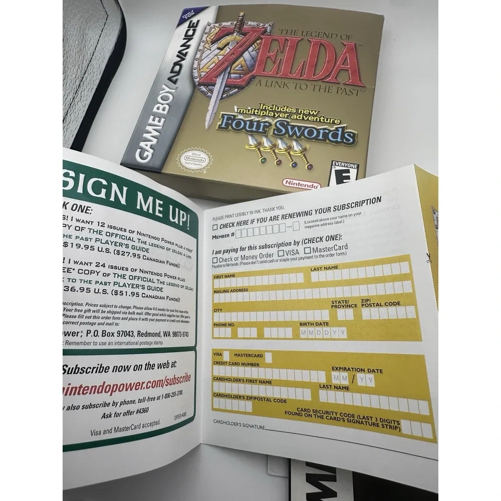 Zelda A Link to the Past Four Swords Game Boy Advance GBA Box Inserts NO Manual
